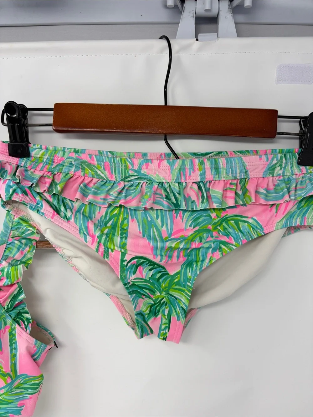 Lilly Pulitzer Girl’s Pink Palm Print Ruffle Bikini Set Size 14